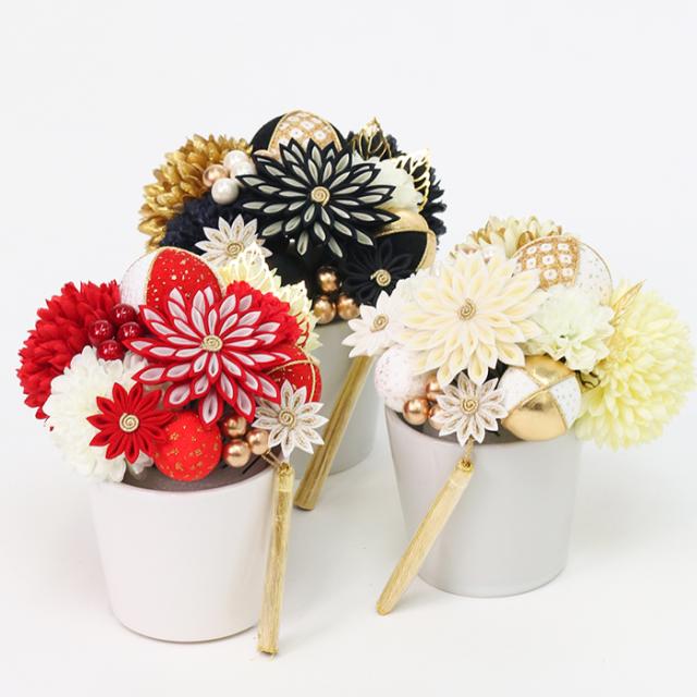 成人式 髪飾り 和装 振袖 着物 つまみ細工 つまみ 細工 赤 白 黒