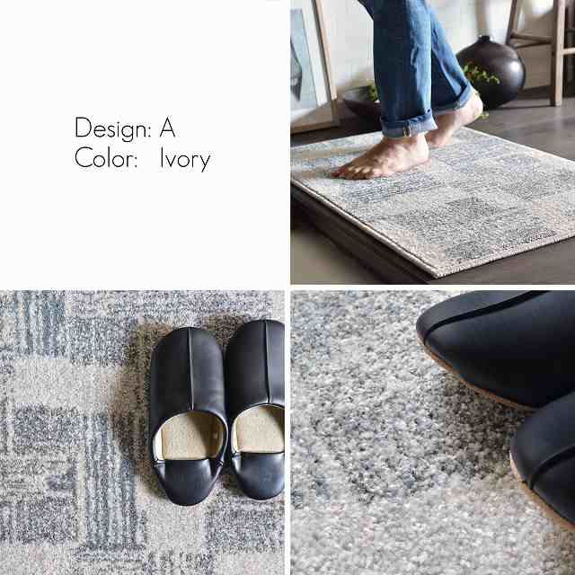 【色: ウェーブ ブラック】ＲＵＧＳ‐ＦＡＣＴＯＲＹ 玄関マット 室内 ウィルト