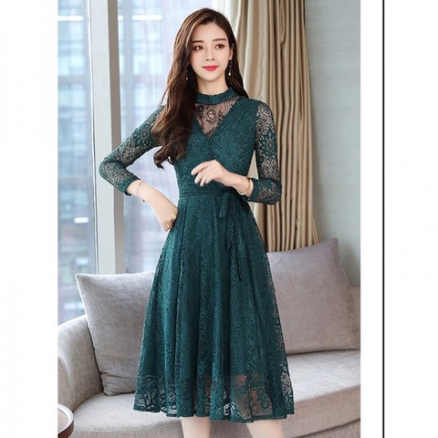 パーティードレス レース ひざ丈 袖あり 黒 赤のワンピース グリーン 結婚式のお呼ばれ40代フォーマルワンピース 大人の可愛いワンピースの通販はau Pay マーケット Dress Box