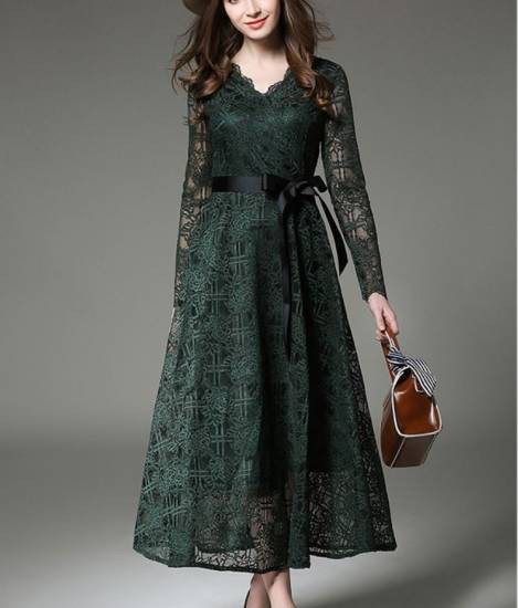 パーティードレス ロング丈 ひざ下丈 袖あり 緑 赤 結婚式のお呼ばれ40代フォーマルワンピース 体型カバー 大人の可愛いワンピース 代の通販はau Pay マーケット Dress Box