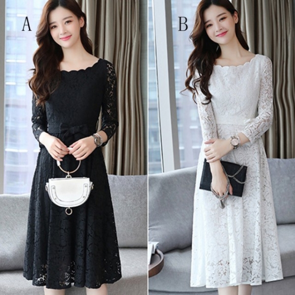 パーティードレス フォーマルウェア ひざ ミモレ丈 親族結婚式のドレス お呼ばれドレス レース 七分袖 大人可愛いワンピース 50代のフォの通販はau Pay マーケット Dress Box