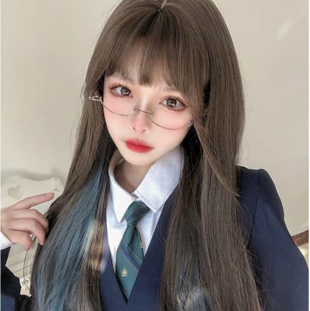 ウィッグ ゆるふわ ストレート フルウィッグ 自然 インナー インナーカラー グラデ 耐熱 ハロウィン コスプレ インナーカラーブルー Xjf7の通販はau Pay マーケット Hikari Shop