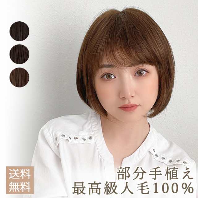 医療用ウィッグフルウィッグ人毛100 ボブショートストレート ダーク 