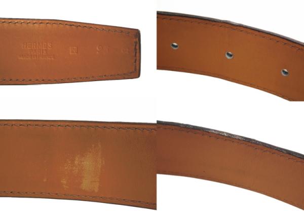 エルメス デパール クロコダイル ベルト 95cm グリザード GP 黒