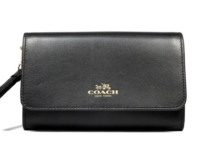未使用 コーチ 限定 ミディアム 財布 レザー ブラック 黒 フォンウォレット 中財布 レディース の通販はau Pay マーケット ブランディール