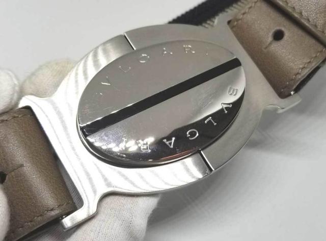 美品 ブルガリ ベルト 95cm ベージュ ネイビー カジュアル メンズ  