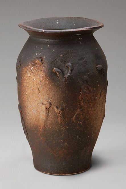 信楽焼傘立て 火色流し壷型 高さ43cm 信楽焼傘立て 火色