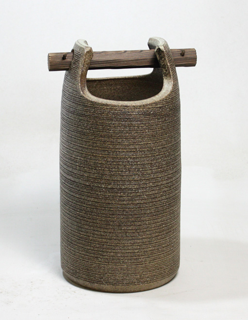 傘立て 信楽焼 古窯櫛目手桶傘立 傘立 陶器 彩り屋_