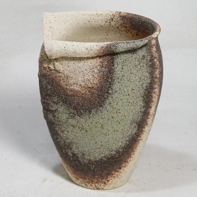 10号 古陶扇面花入   信楽焼 陶器 花入れ 花器 花入 花瓶    彩り屋_