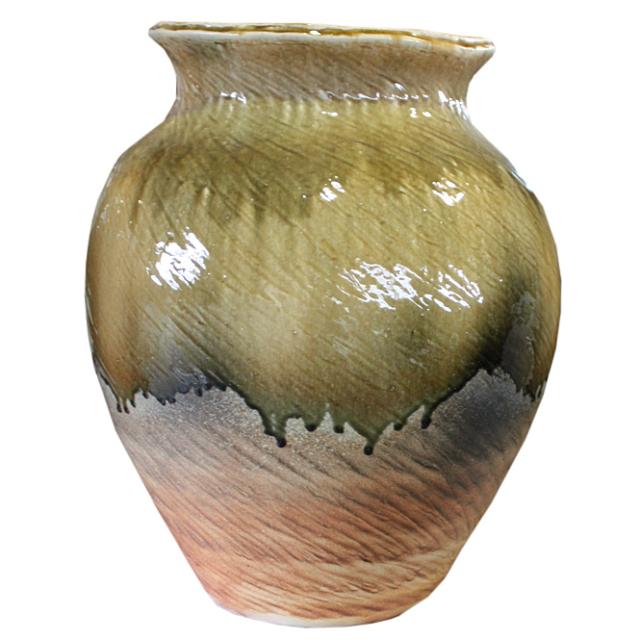 24号 萌黄ひねり大壺   信楽焼 陶器 花入れ 花器 花入 花瓶    彩り屋_