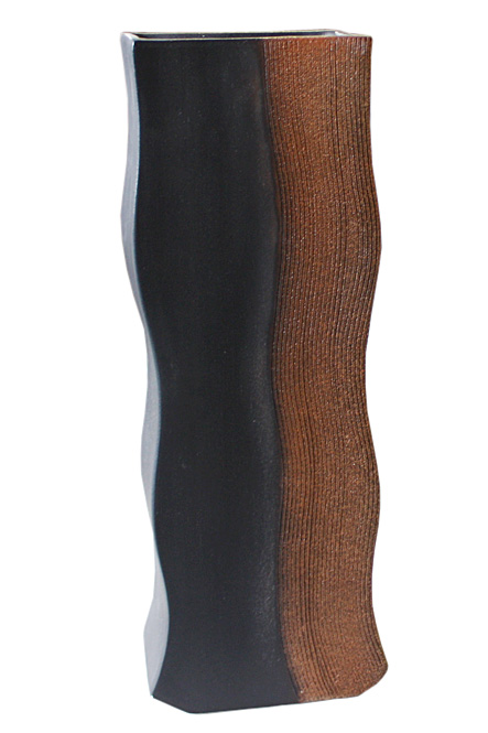 15号 赤サメ肌長角筒花器   信楽焼 陶器 花入れ 花器 花入 花瓶    彩り屋_