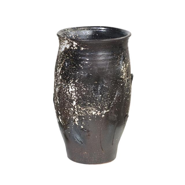 傘立て 信楽焼 黒釉傘立 傘立 陶器 彩り屋_