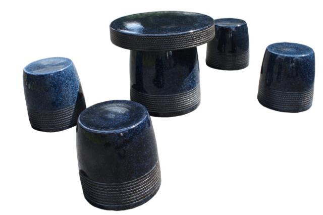 信楽焼 ガーデンテーブル 20号 生子縄文テーブルセット5点 陶器 テーブル 彩り屋　受注生産　商品お届け1か月の通販は 136,810円