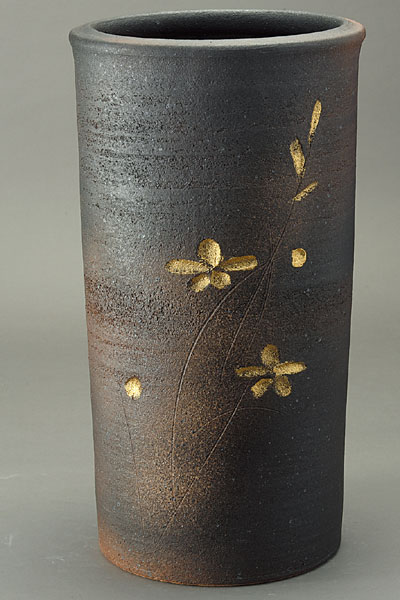 傘立て 信楽焼 黒釉金花傘立 傘立 陶器 彩り屋の通販は