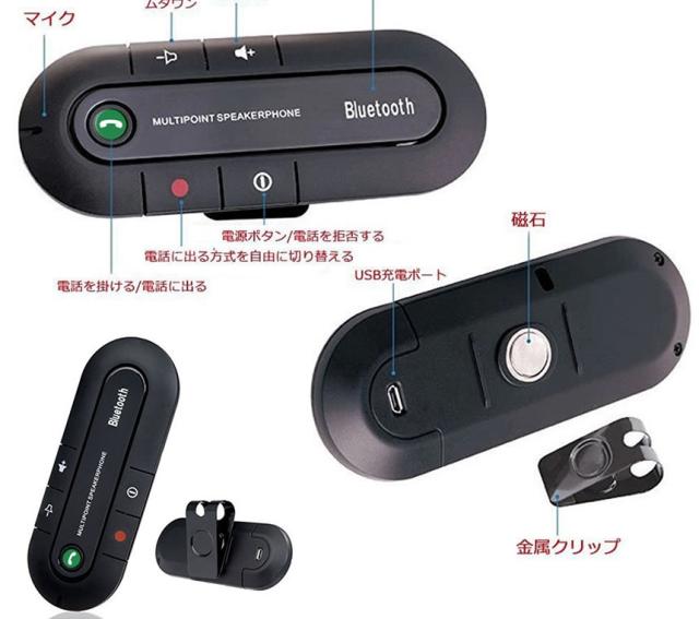 車載 ブルートーキング Bluetooth スピーカーフォン 無線 音楽 通話 車内 カー用品 会話 ドライブ ハンズフリー Tec Bluetalkingdの通販はau Pay マーケット Pcbox78