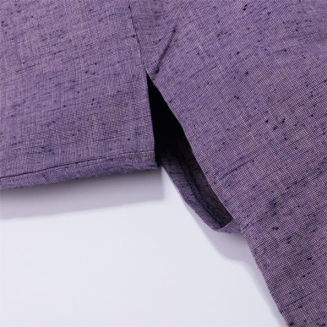 作務衣 久留米綿紬織 上下一組 （女性用） （パープル） No.24