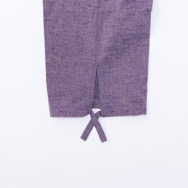 作務衣 久留米綿紬織 上下一組 （女性用） （パープル） No.24 甚平・