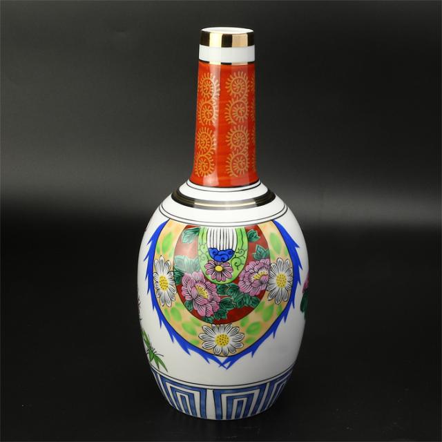 九谷神酒 神具 酒器 みき 徳利 久谷 絵入 赤 8寸