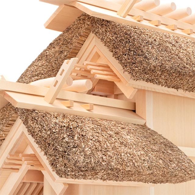 神棚 茅葺三社宮 屋根違 大〈K-4〉