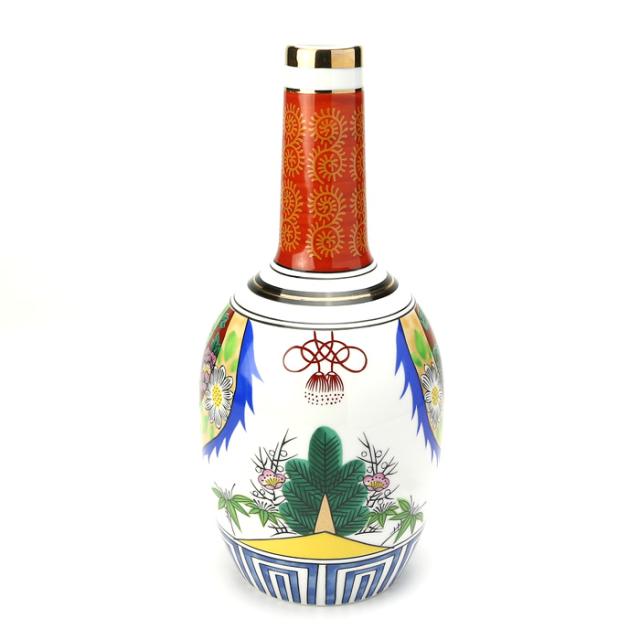 九谷神酒 神具 酒器 みき 徳利 久谷 絵入 赤 1尺