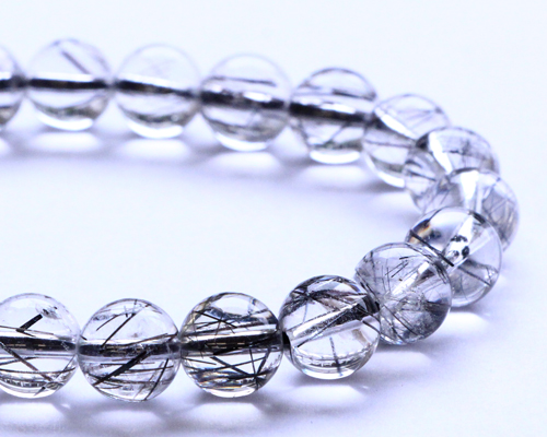 ブレスレット ブラックルチルクォーツ 8.5〜9φ 22玉 No.24