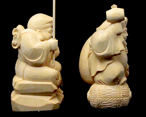 恵比寿様 大黒様 木彫り 2体2つセット 木彫二福神像(大黒天・恵比寿)