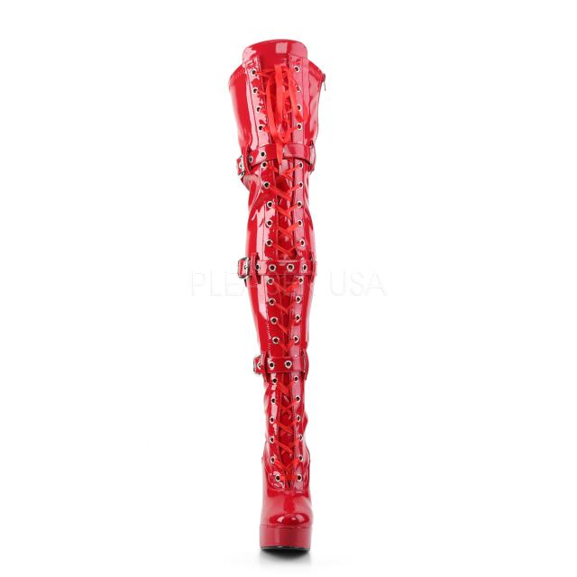 Pleaser ELECTRA-3028 5inch Stack Heel, 1 1/2inch PF Front Lace-Up Thigh Boot◆取り寄せ_1