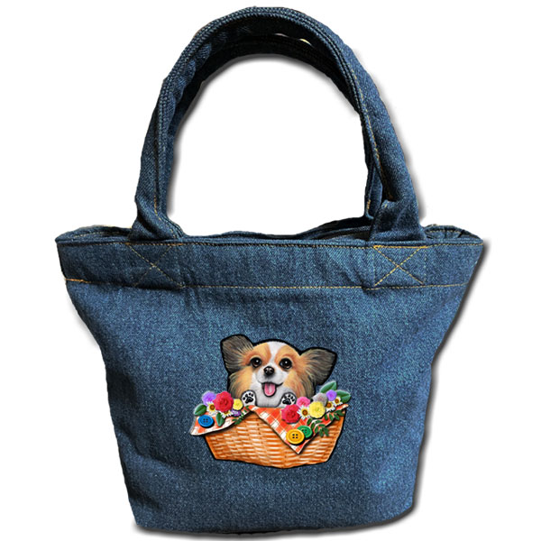 送料無料 お散歩バッグ ファスナー付デニムトートバッグ パピヨン12 お散歩バッグ 犬 お散歩バの通販はau Pay マーケット ステッカーグッズの わんdayペット