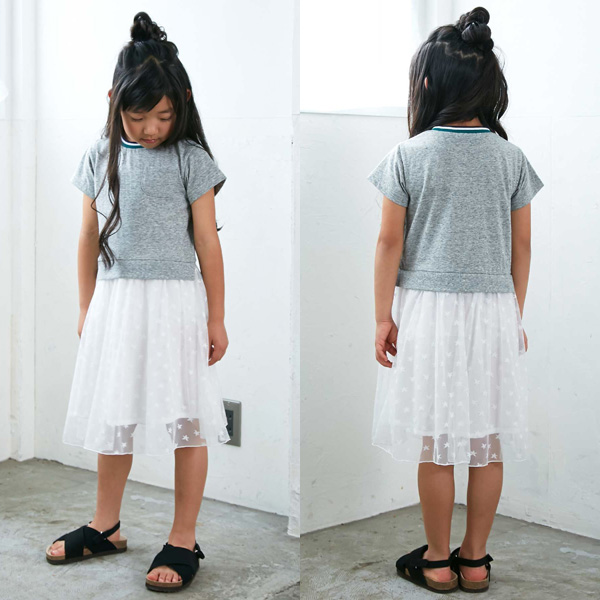 オトナト E2170 10m14 レースドッキングワンピース キッズ ベビー トップス 半袖 無地 スポーティ チュニック 女の子 女児 子の通販はau Pay マーケット Marumiya World