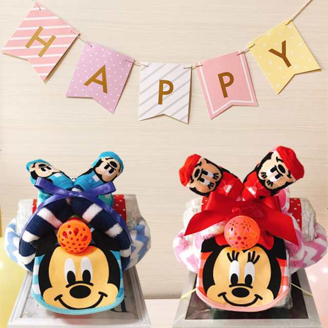 おむつバイク ディズニー おむつケーキ 出産祝い ギフト ミッキー プー