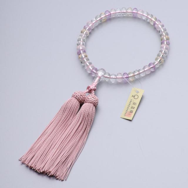 数珠 女性用 ミックスクォーツ みかん切子 上仕立 正絹房 31,680円