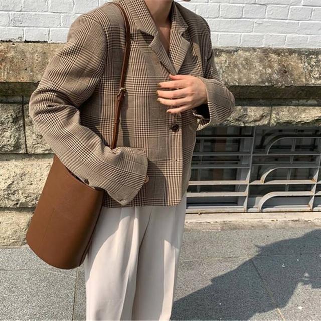 テーラード ジャケット レディース テーラード ジャケット チェック ジャケット レディース 春 秋 アウター コート レトロ スーツ 韓国フの通販はau Pay マーケット Viento ヴィエント