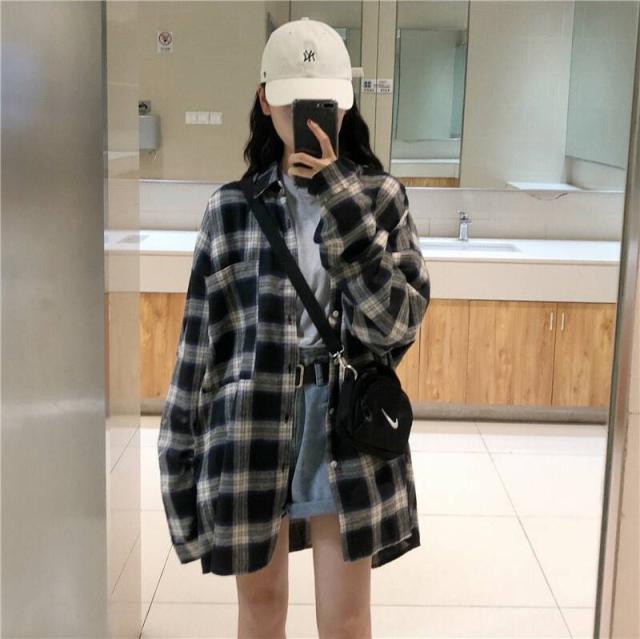 秋新作 シャツ レディース 韓国 ファッション レディース トップス チェック ロング丈 カジュアル 春 秋 シャツ ジャケット 通学 通勤 長の通販はau Pay マーケット Viento ヴィエント