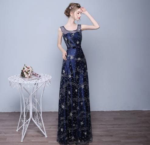 パーティードレス 春夏 結婚式 大きいサイズ 30代 マキシ丈 ノースリーブ ラウンドネック 星柄 Iライン タイト バックシャン 透け感 パーティードレス 春夏 結婚式 大きいサイズ 30代 マキシ丈