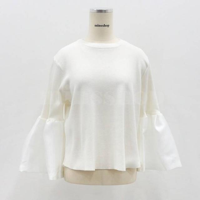 春 夏 おススメ！ ふんわり袖 異素材ミックス ニットTシャツ 3色