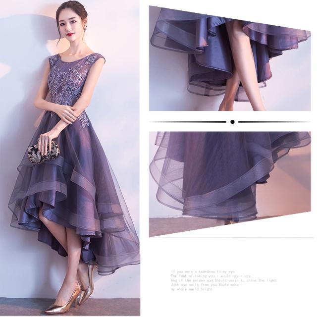 パーティードレス フィッシュテール アシンメトリー ラウンドネック Ｕネック ノースリーブ 刺繍 ビジュー Ａライン フレア 発表会 パープルドレス レディース 新作 韓国ファッション エレガント フェミニン お買い得 結婚式 二次会 お呼ばれ フォーマル 披露宴 演奏会 パーティードレス フィッシュテール アシンメトリー ラウンドネック U