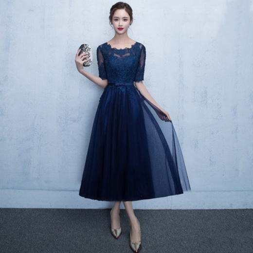 パーティードレス 結婚式 シースルー イブニング 2色 刺繍 二次会 披露宴 女子会 お呼ばれ 20代 30代 40代 半袖 ラウンドネック フレア Aライン ロング丈 マキシ丈 ウエストマーク フォーマル 演奏会 発表会