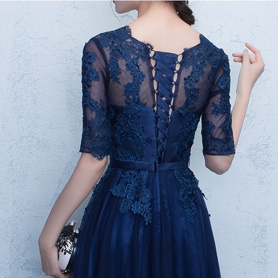 パーティードレス 結婚式 シースルー イブニング 2色 刺繍 二次会