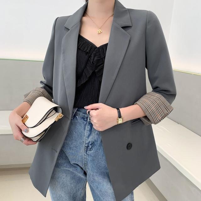 soerte オーバーサイズダブルブレストジャケット グレー 3 soerte ジャケット テーラードジャケット Oversized double