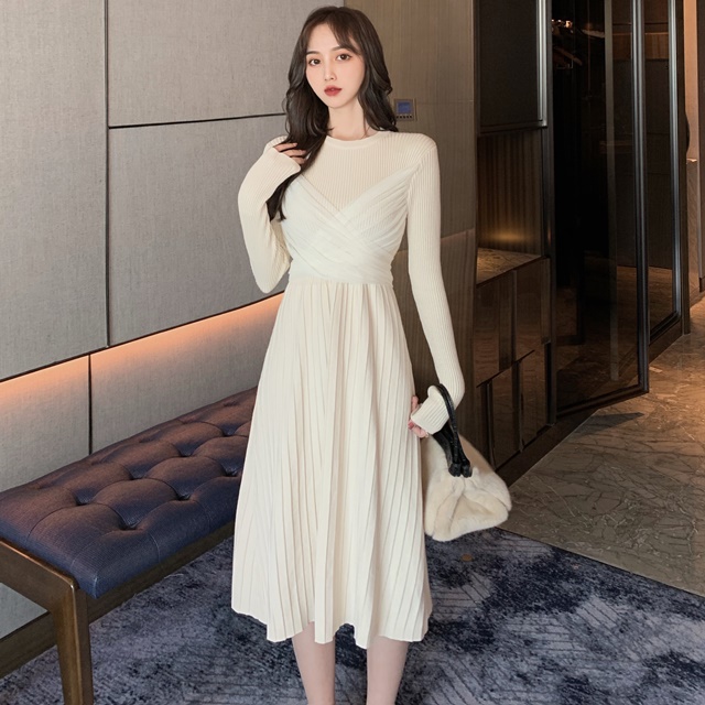 バックリボン カシュクール風 ワンピース ロングワンピース 大人女子 膝下丈 プリーツ 長袖 春秋冬 レディースの通販はau Pay マーケット Me Too