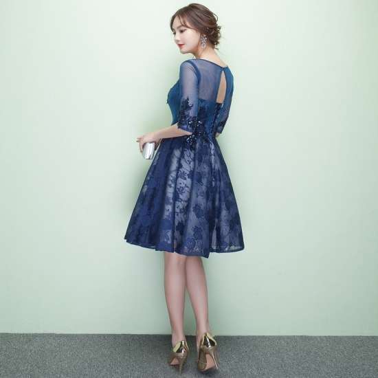 パーティードレス 春夏 結婚式 大きいサイズ 30代 ひざ丈 半袖 袖あり