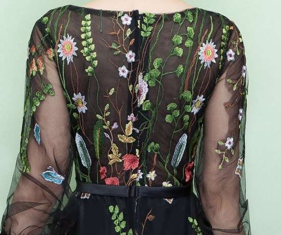 ロングドレス 袖あり パーティドレス 春夏 二次会 30代 マキシ丈 七分袖