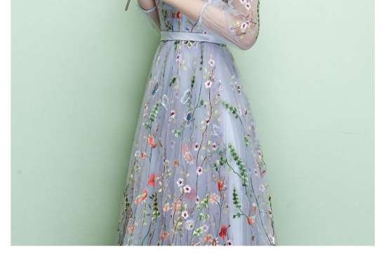 ロングドレス 袖あり パーティドレス 春夏 二次会 30代 マキシ丈 七分袖