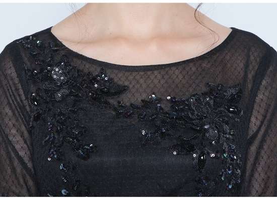 ロングドレス 袖あり 黒 演奏会 パーティードレス お呼ばれドレス