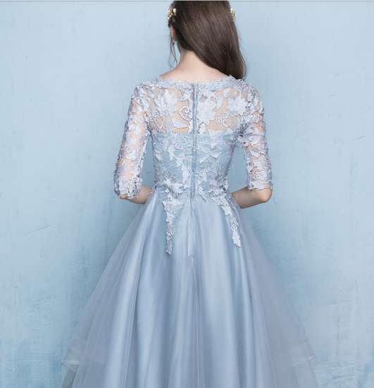 パーティードレス 春夏 演奏会 大きいサイズ 20代 長袖 袖あり ラウンドネック レース 花柄 刺繍 Xライン フィッシュテール きれいめ パーティードレス 春夏 演奏会 大きいサイズ 20代 長袖 袖あり