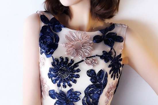 パーティドレス 春夏 結婚式 30代 ひざ丈 ノースリーブ ラウンドネック