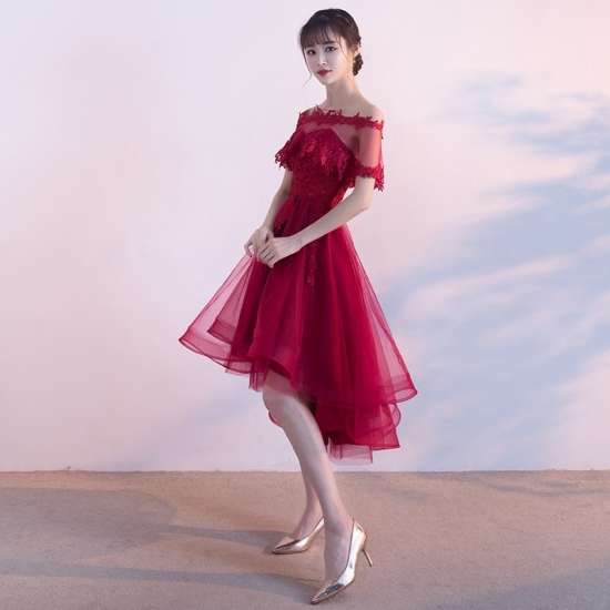 パーティードレス 結婚式 春夏 大きいサイズ 30代 ひざ丈 半袖 袖あり レース 花柄 刺繍 Xライン フィッシュテール ガーリー パーティードレス 結婚式 春夏 大きいサイズ 30代 ひざ丈 半袖 袖あり