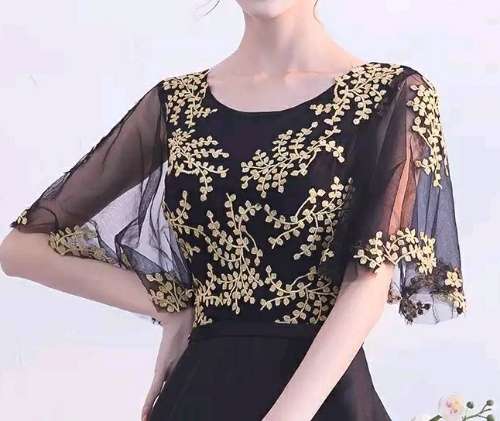 ロングドレス 袖あり 黒 演奏会 パーティードレス お呼ばれドレス