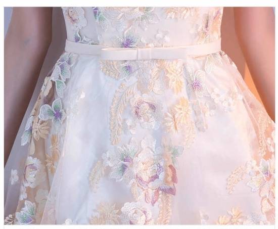 ワンピースドレス パーティードレス 春夏 結婚式 大きいサイズ ひざ丈 半袖 Xライン チュール シフォン レース 花柄 刺繍 20代 ワンピースドレス パーティードレス 春夏 結婚式 大きいサイズ ひざ丈