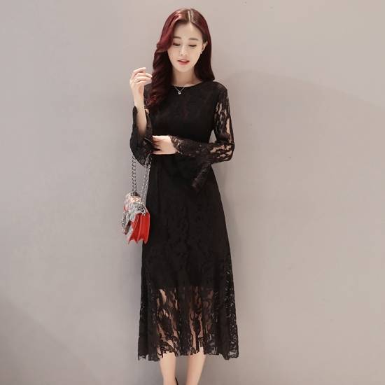 黒 袖あり スレンダーライン パーティードレス ワンピースドレス ワンピース ドレスワンピ タイトドレス お呼ばれドレス イブニングドレス 結婚式 披露宴 二次会 お呼ばれ デート 同窓会 謝恩会 食事会 ブラック ミモレ丈 長袖 タイト レース 総レース クルーネック 20代 30代 黒 袖あり スレンダーライン パーティードレス ワンピースドレス